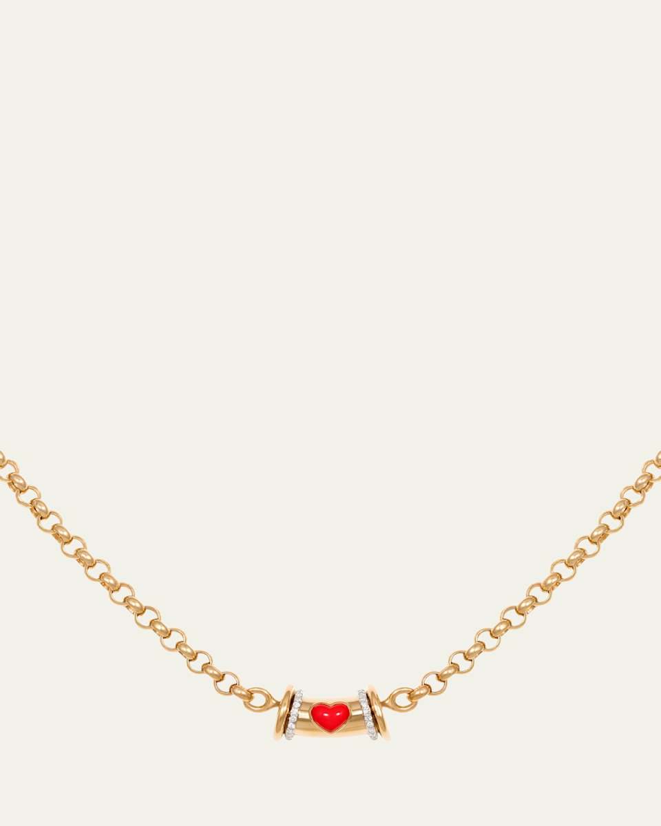 Warrior Venus Diamond and Coral Heart Pendant Necklace